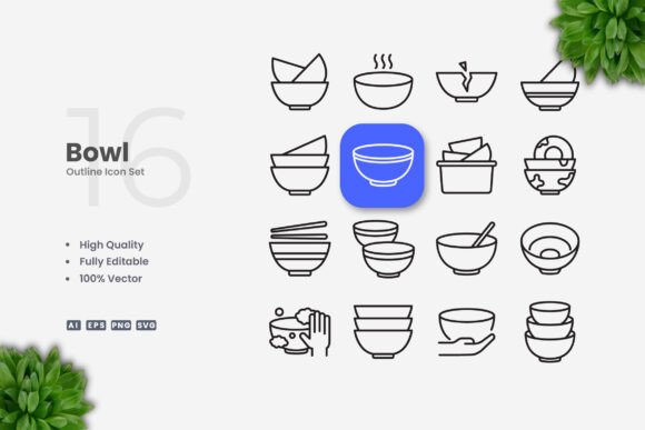 Bowl Icons: Simple, Clean, and Versatile