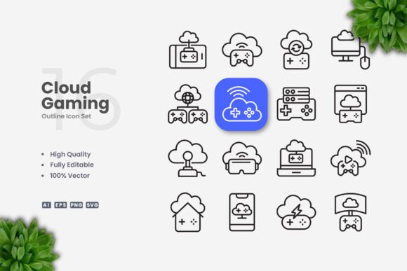 Cloud Gaming Icons: A Simple and Clean Design for Every Project