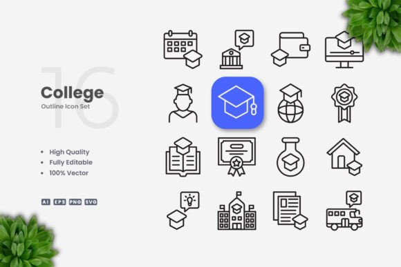 College Icons for Modern Design Needs