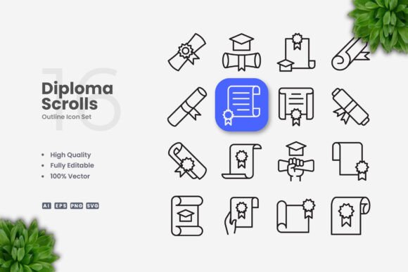 Diploma Scrolls Icons: A Versatile Design Resource for Modern Projects