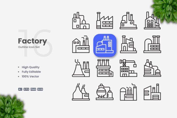 Factory Icons: A Versatile Solution for Clean and Professional Design