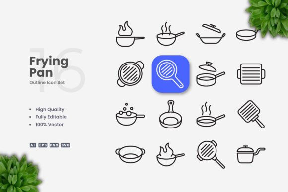 Frying Pan Icons: Simple, Clean, and Versatile