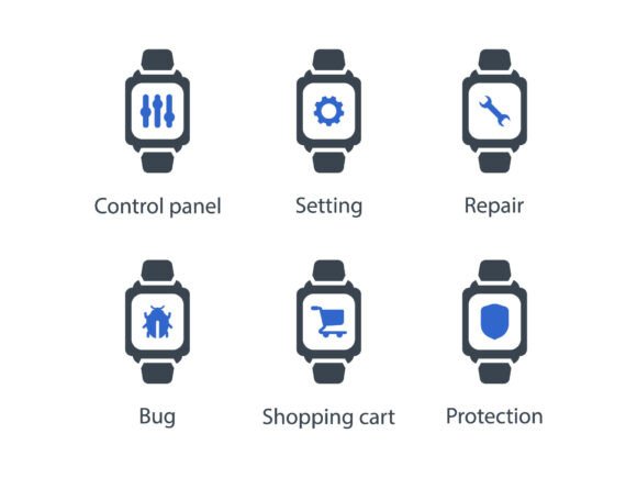 Smart Watch Icon Set 8: A Modern Design Essential for Digital and Physical Projects